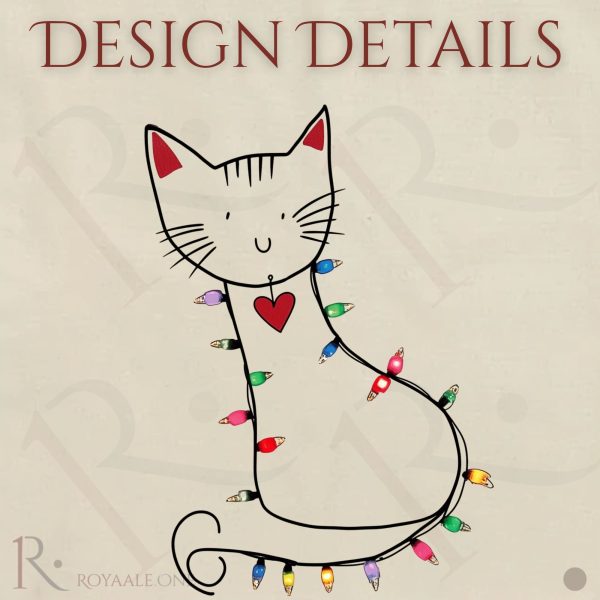 Festive Cat Tote Bag Cute Cat with Christmas Lights Reusable Cat Lover Gift Bag - Image 6