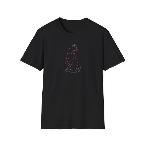 Elegant Outline Cat Art T-Shirt - Cats & Beauty Collection