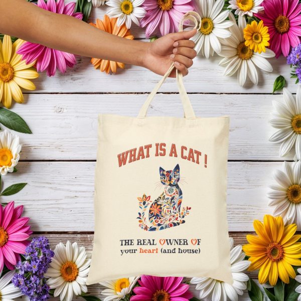 What Is a Cat? The Real Owner of Your Heart and House Tote Bag – Fun Cat Lover Gift - Image 2