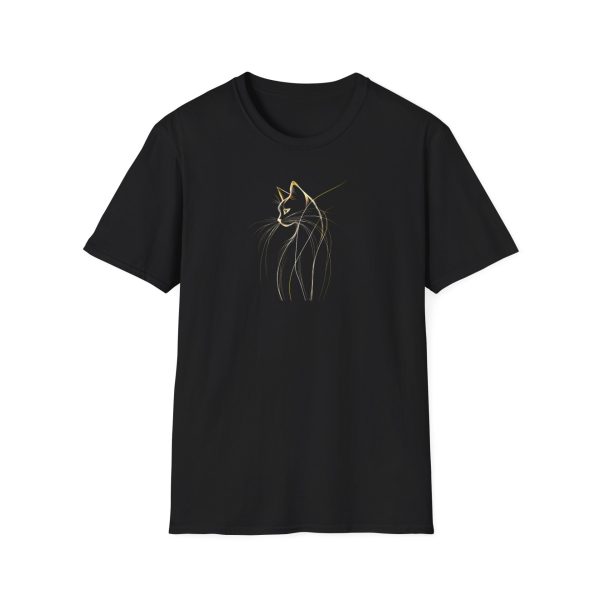 Elegant Flowing Cat Line Art T-Shirt - Cats & Beauty Collection