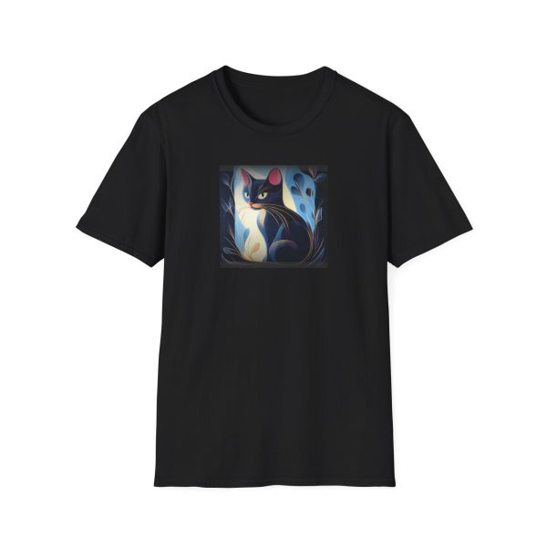 Mystical Cat in Midnight Garden T-Shirt - Cats & Beauty Collection