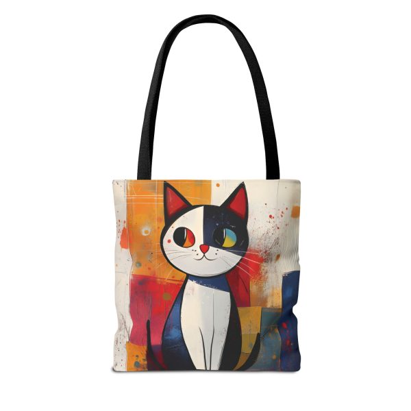 Colorful Abstract Cat Tote Bag - Artistic Double-Sided Design - Image 2