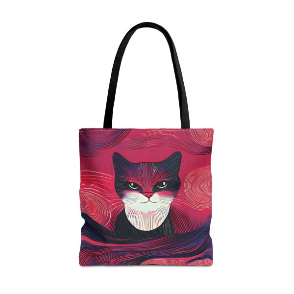 Modern Red Cat Tote Bag - Unique Artistic Double-Sided Design