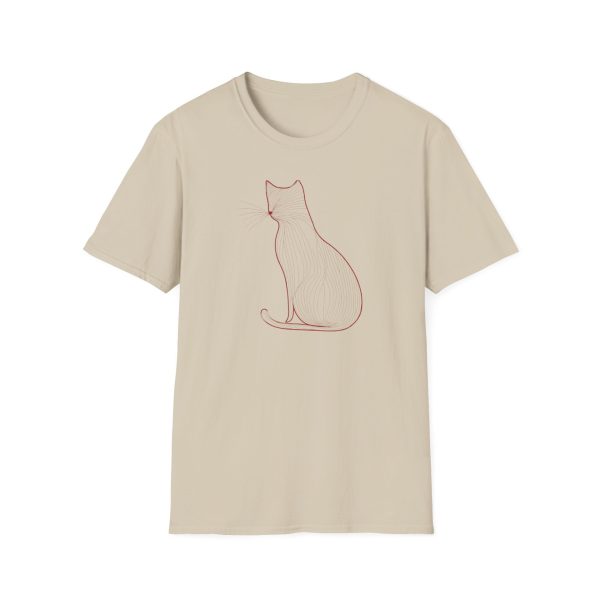 Minimalist Red Line-Art Cat T-Shirt - "Cat Minimalist" Collection | BONYTA.Online