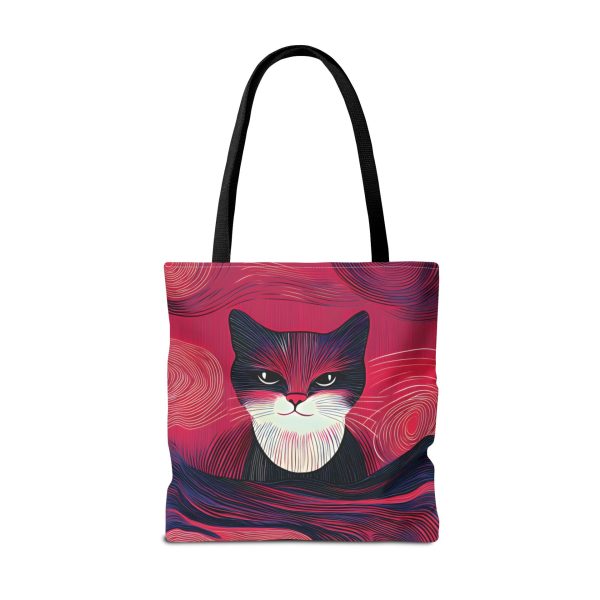 Modern Red Cat Tote Bag - Unique Artistic Double-Sided Design - Image 2