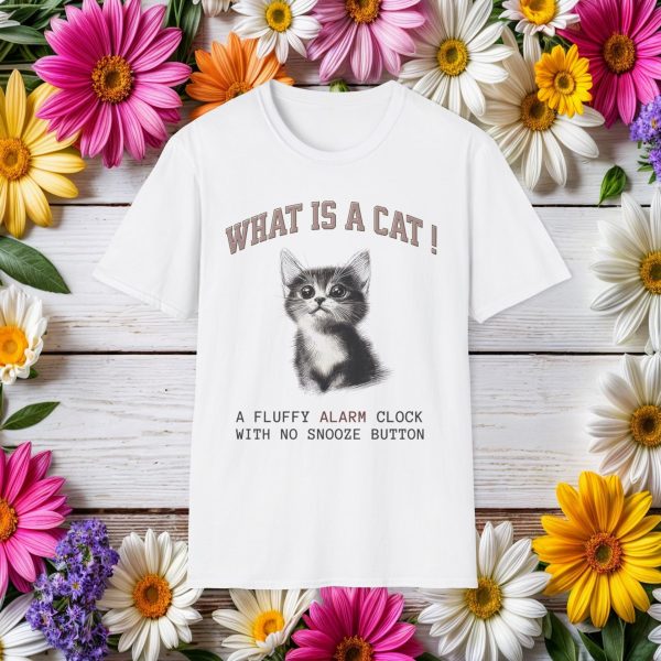 What is a Cat – Fluffy Alarm Clock with No Snooze Button Cat Graphic T-Shirt | BONYTA.Online - Image 4