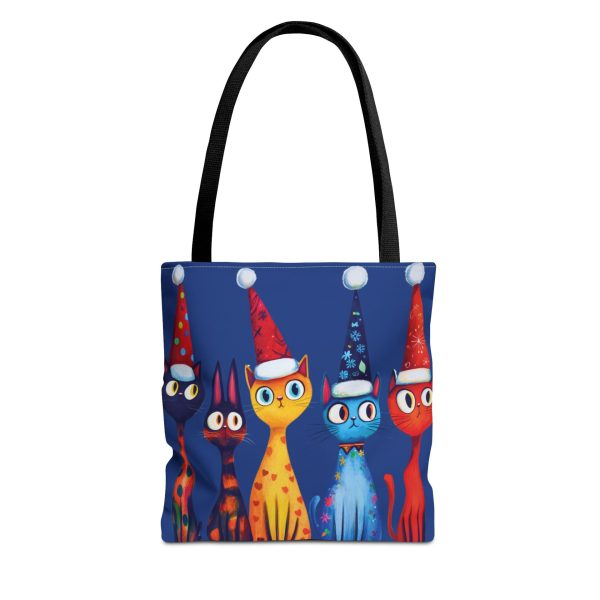 "Festive Cat Crew" Christmas Tote Bag - Blue