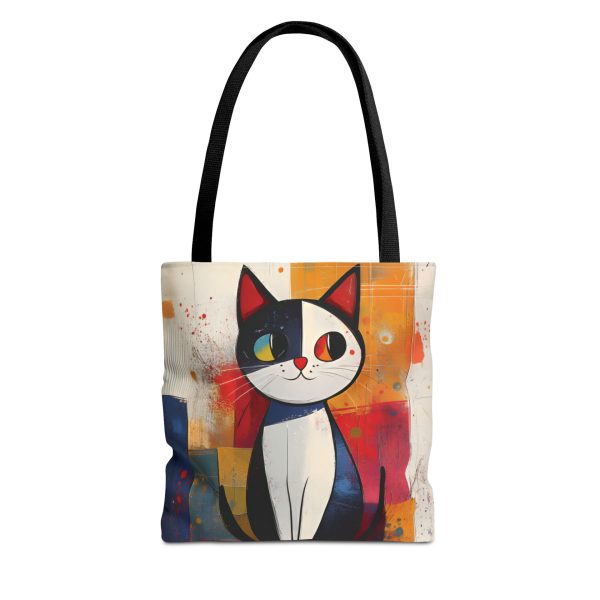 Colorful Abstract Cat Tote Bag - Artistic Double-Sided Design