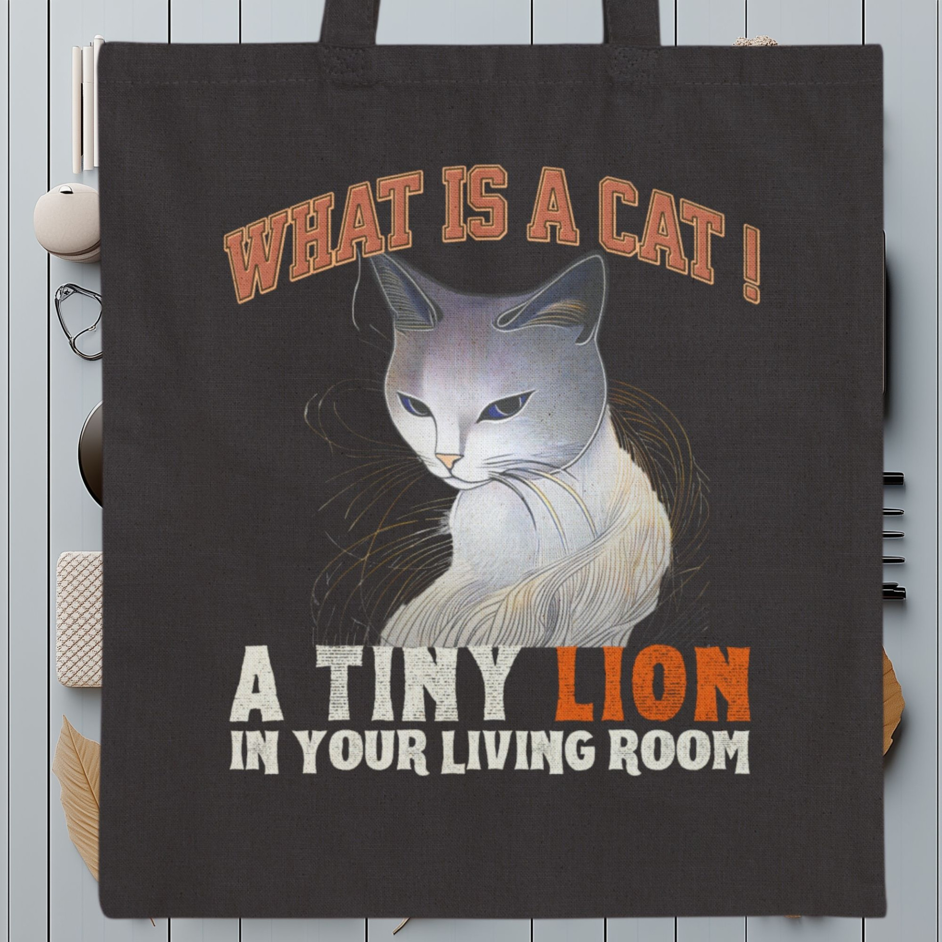 What Is a Cat? A Tiny Lion in Your Living Room Tote Bag – Fun Cat Lover Gift - Image 8
