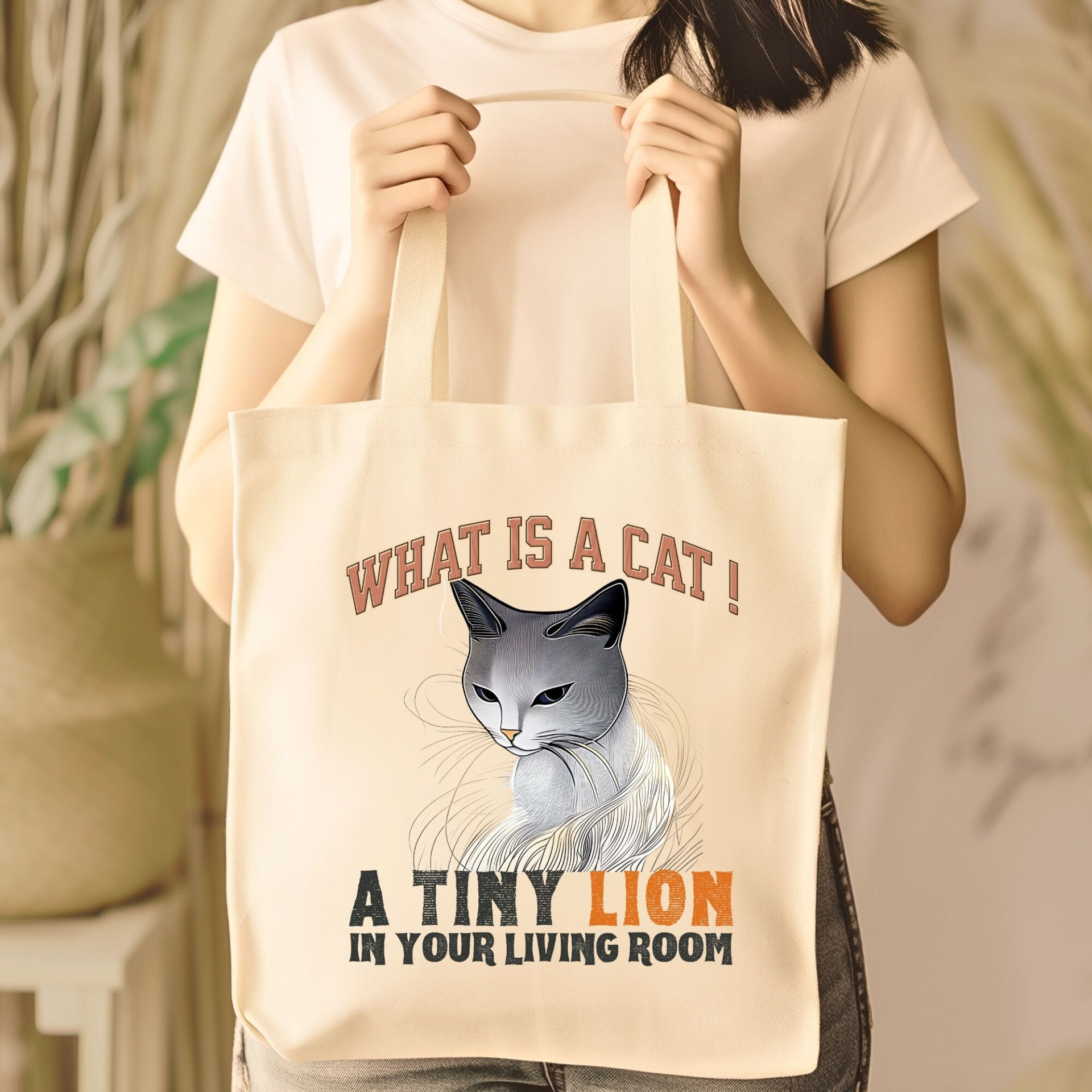 What Is a Cat? A Tiny Lion in Your Living Room Tote Bag – Fun Cat Lover Gift - Image 4