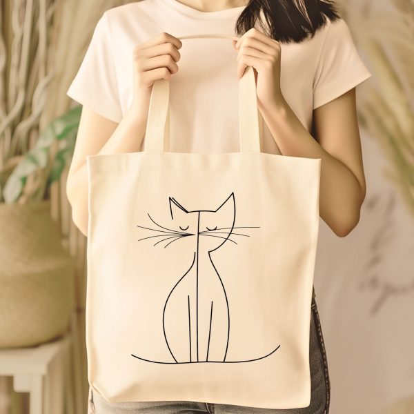 Cats Minimalism Tote Bag - Tranquil Cat Outline Design - Image 4