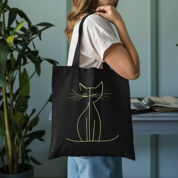 Cats Minimalism Tote Bag - Tranquil Cat Outline Design