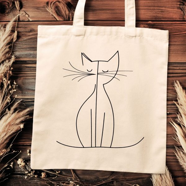 Cats Minimalism Tote Bag - Tranquil Cat Outline Design - Image 2