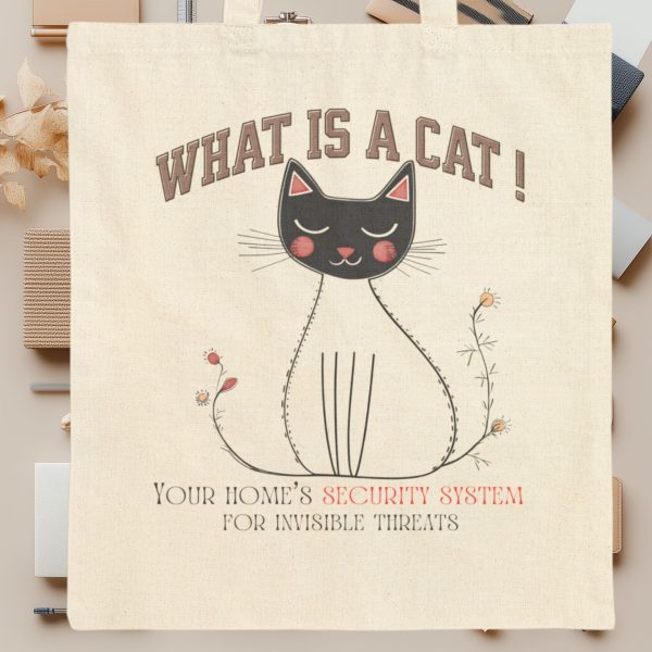 What Is a Cat? Your Home’s Security System for Invisible Threats Tote Bag – Fun Cat Lover Gift - Image 9