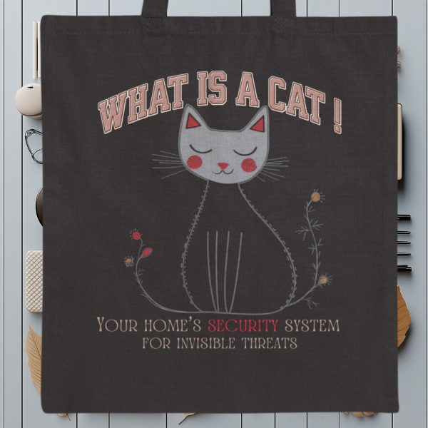 What Is a Cat? Your Home’s Security System for Invisible Threats Tote Bag – Fun Cat Lover Gift - Image 8