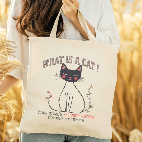 What Is a Cat? Your Home’s Security System for Invisible Threats Tote Bag – Fun Cat Lover Gift - Image 5