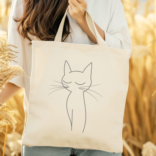 Cats Minimalism Tote Bag - Serene Cat Silhouette Design - Image 5