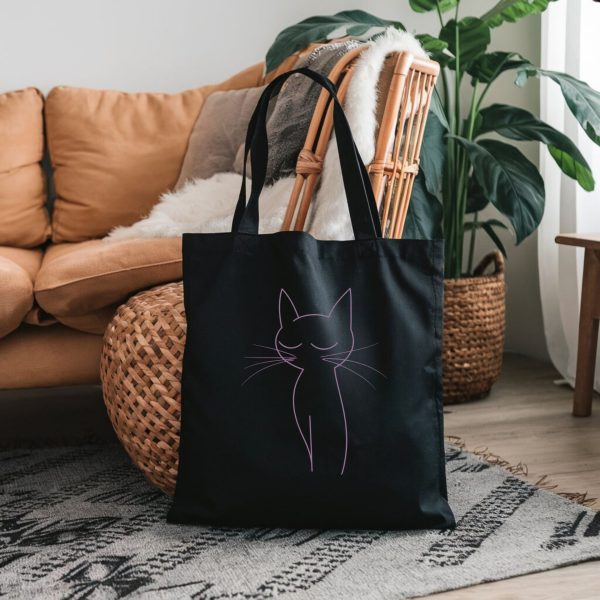 Cats Minimalism Tote Bag - Serene Cat Silhouette Design - Image 4