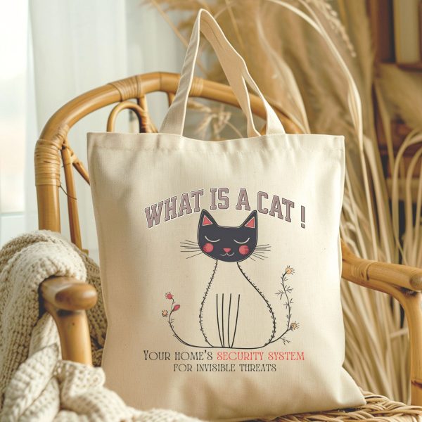 What Is a Cat? Your Home’s Security System for Invisible Threats Tote Bag – Fun Cat Lover Gift