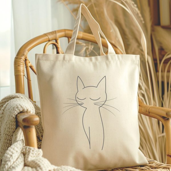 Cats Minimalism Tote Bag - Serene Cat Silhouette Design