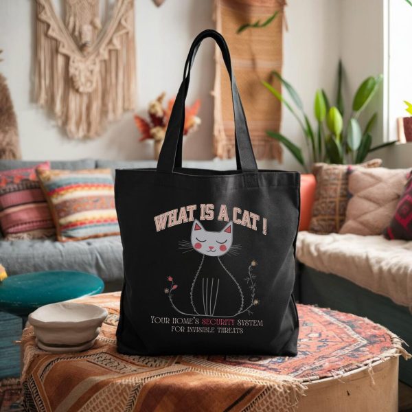 What Is a Cat? Your Home’s Security System for Invisible Threats Tote Bag – Fun Cat Lover Gift - Image 2