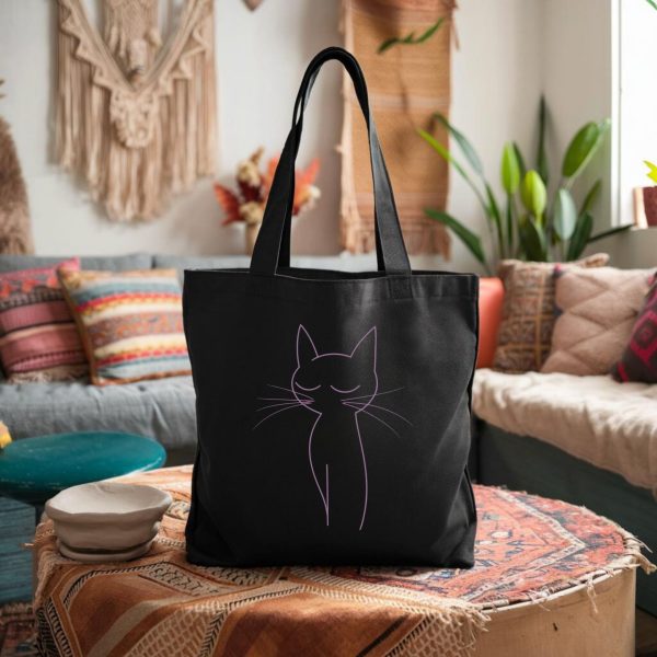 Cats Minimalism Tote Bag - Serene Cat Silhouette Design - Image 2