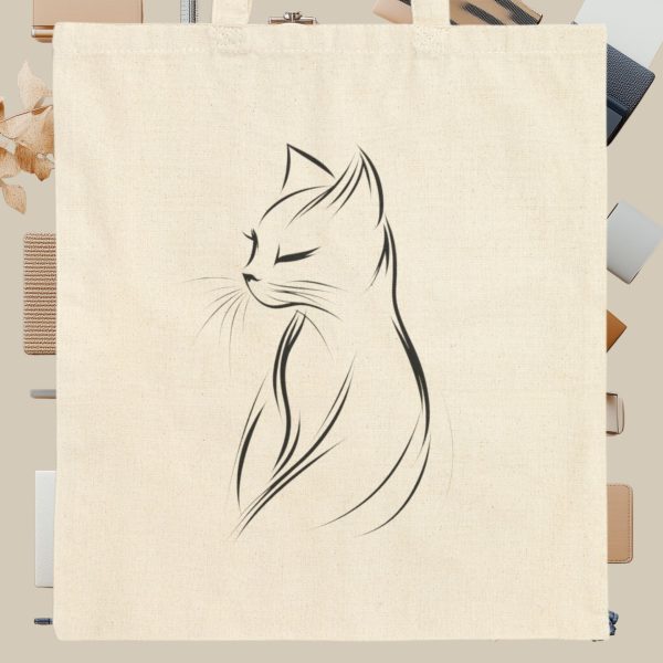 Cats Minimalism Tote Bag - Graceful Cat Silhouette Design - Image 9