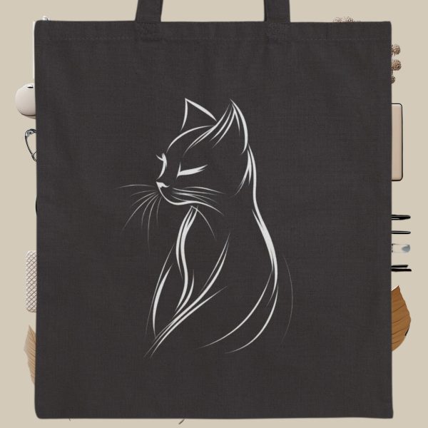 Cats Minimalism Tote Bag - Graceful Cat Silhouette Design - Image 8