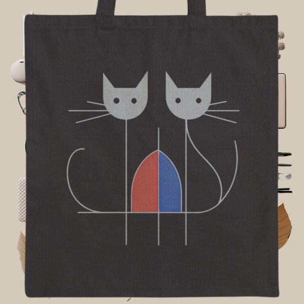 Cats Minimalism Tote Bag - Double Cat Abstract Design - Image 8