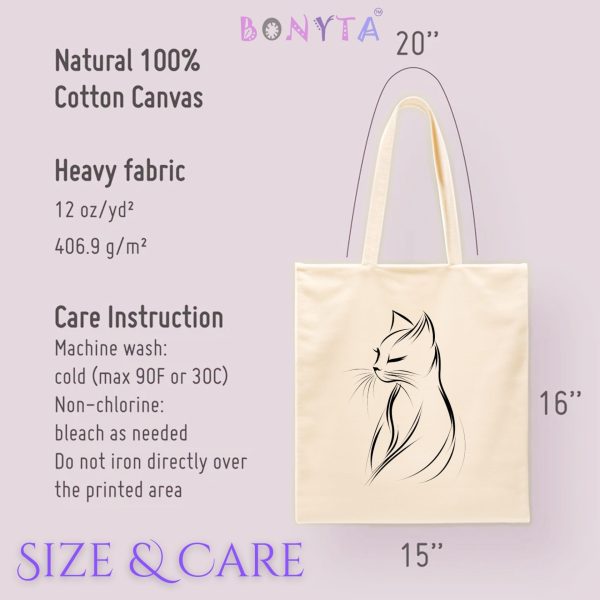 Cats Minimalism Tote Bag - Graceful Cat Silhouette Design - Image 7