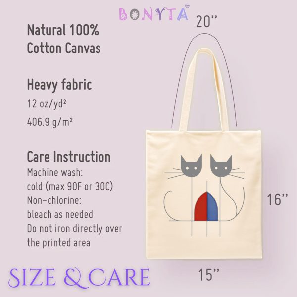 Cats Minimalism Tote Bag - Double Cat Abstract Design - Image 7