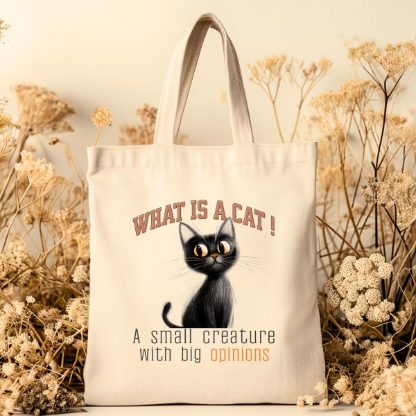 What Is a Cat? A Small Creature with Big Opinions Tote Bag – Perfect for Cat Lovers - Image 4