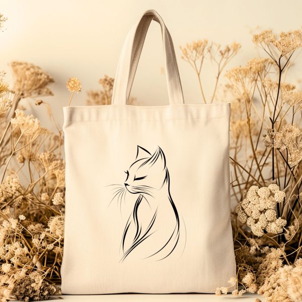 Cats Minimalism Tote Bag - Graceful Cat Silhouette Design - Image 4