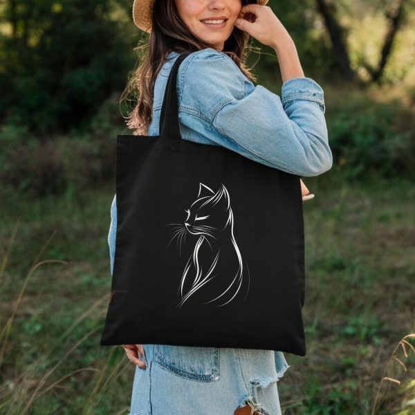 Cats Minimalism Tote Bag - Graceful Cat Silhouette Design