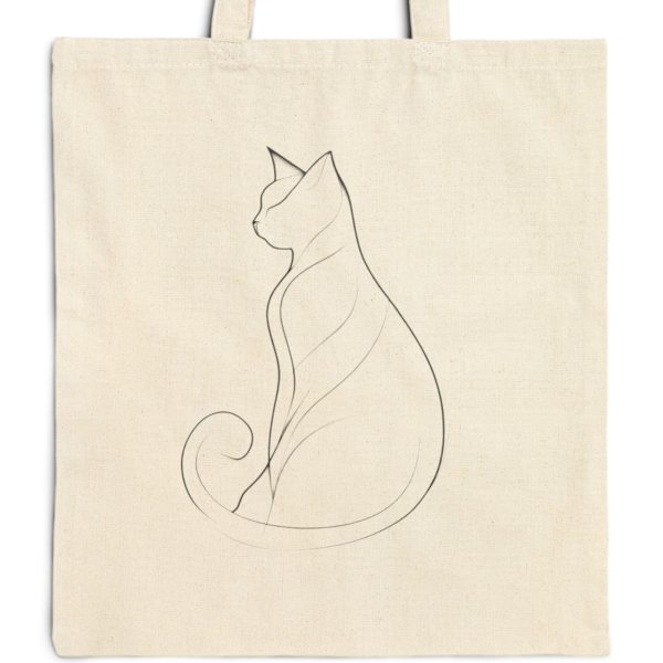 Cats Minimalism Tote Bag - Elegant Cat Outline Design - Image 9