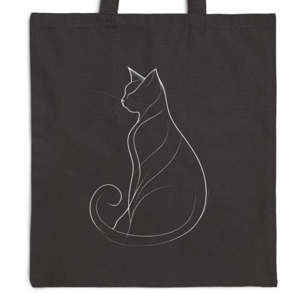 Cats Minimalism Tote Bag - Elegant Cat Outline Design - Image 8