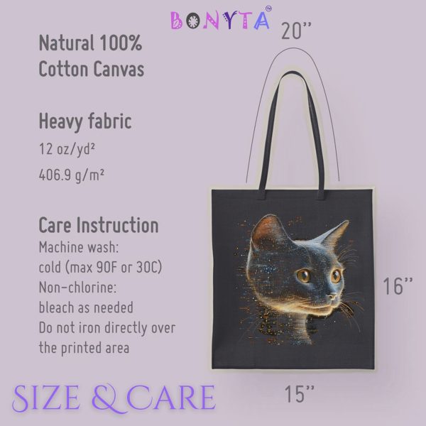 Cats & Beauty Black Tote Bag – Enigmatic Digital Cat Art - Image 8