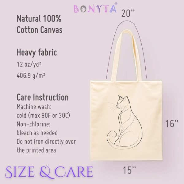 Cats Minimalism Tote Bag - Elegant Cat Outline Design - Image 7