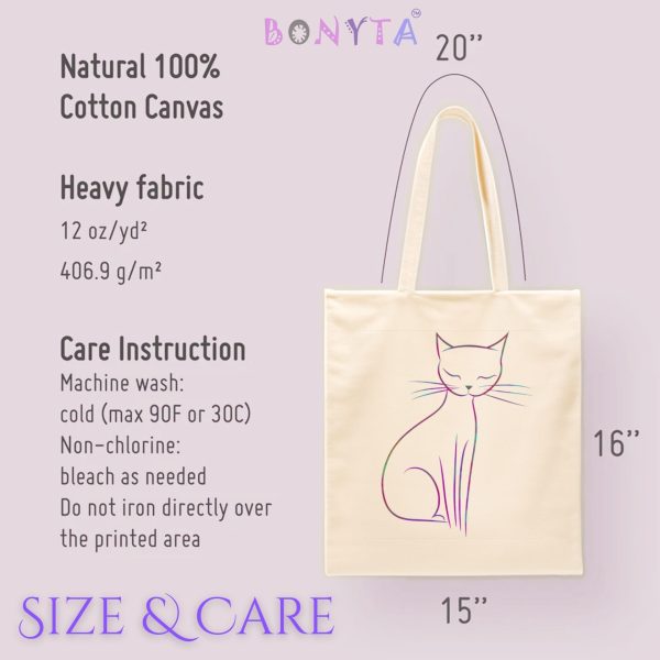 Cats Minimalism Tote Bag - Delicate Line Cat Design - Image 7