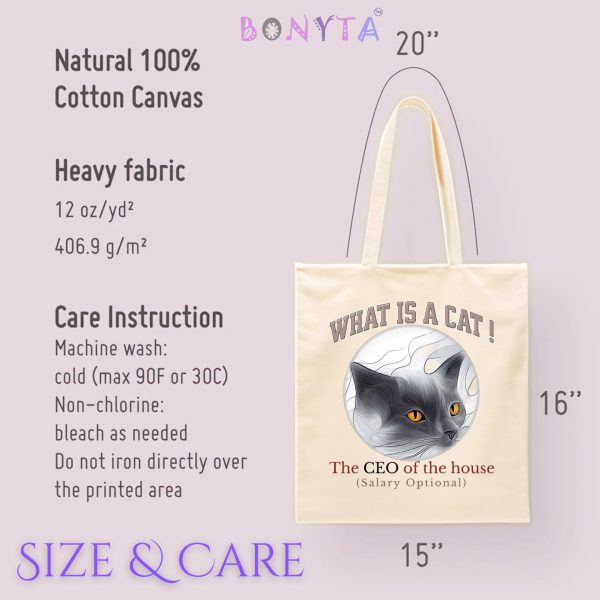 What Is a Cat? The CEO of the House (Salary Optional) Tote Bag – Funny Cat Lover Gift - Image 7