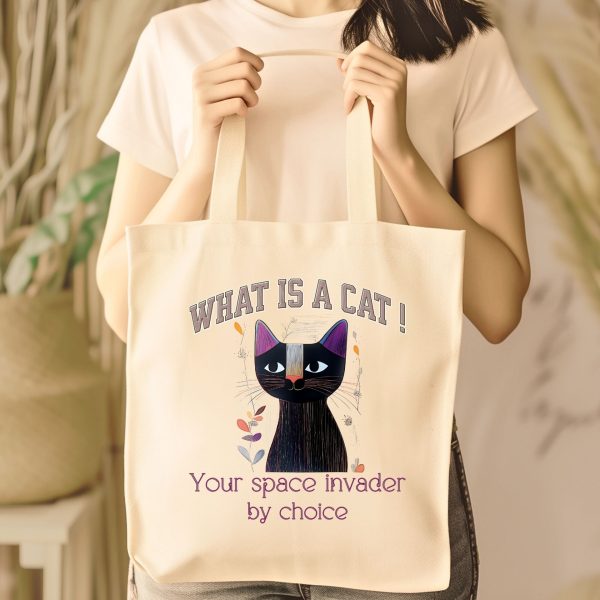 What Is a Cat? Your Space Invader by Choice Tote Bag – Funny Cat Lover Gift - Image 4