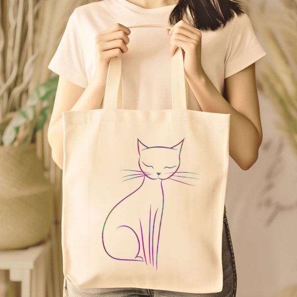 Cats Minimalism Tote Bag - Delicate Line Cat Design - Image 4