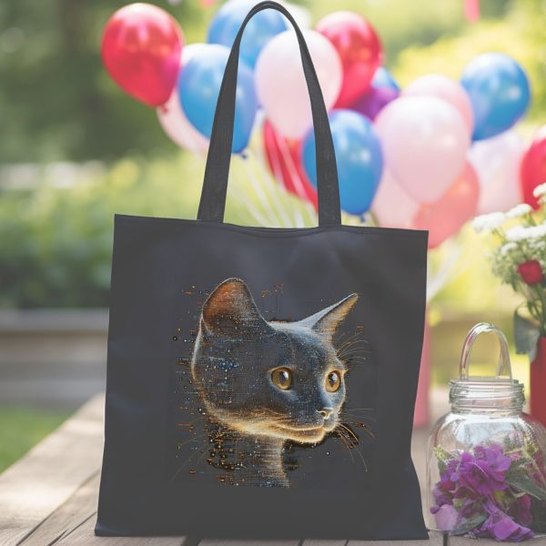 Cats & Beauty Black Tote Bag – Enigmatic Digital Cat Art - Image 4