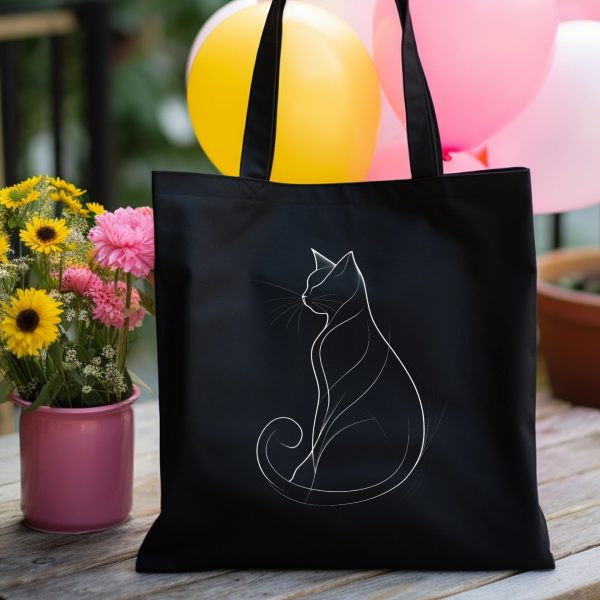 Cats Minimalism Tote Bag - Elegant Cat Outline Design