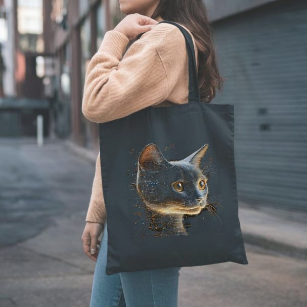 Cats & Beauty Black Tote Bag – Enigmatic Digital Cat Art