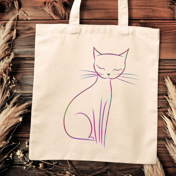 Cats Minimalism Tote Bag - Delicate Line Cat Design - Image 2