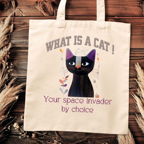 What Is a Cat? Your Space Invader by Choice Tote Bag – Funny Cat Lover Gift - Image 2