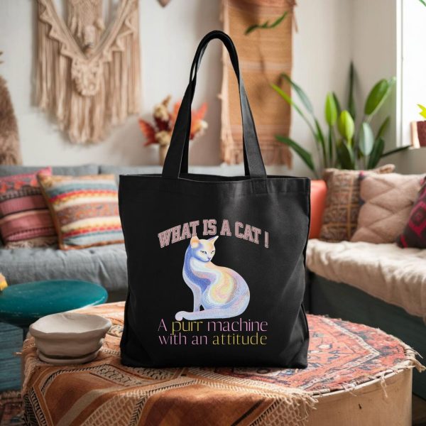 What Is a Cat? A Purr Machine with an Attitude Tote Bag – Fun Cat Lover Gift - Image 5