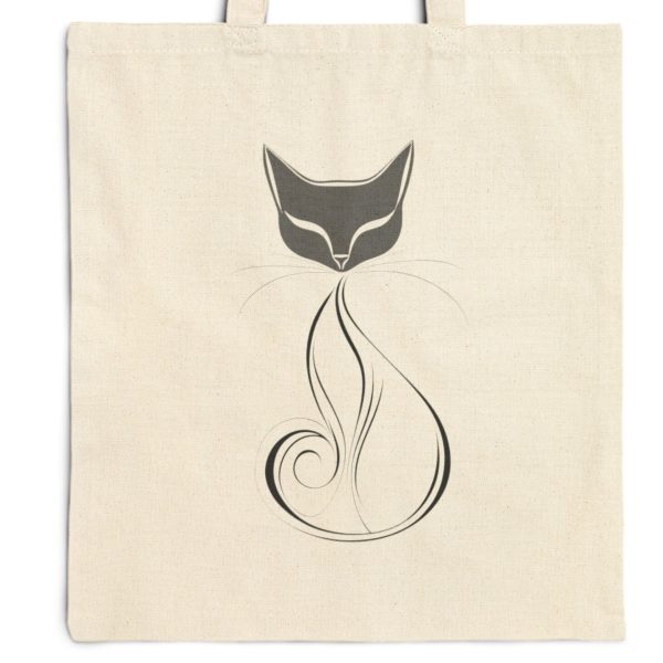 Cats Minimalism Tote Bag - Chic Swirl Cat Silhouette - Image 9