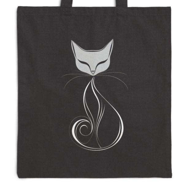 Cats Minimalism Tote Bag - Chic Swirl Cat Silhouette - Image 8